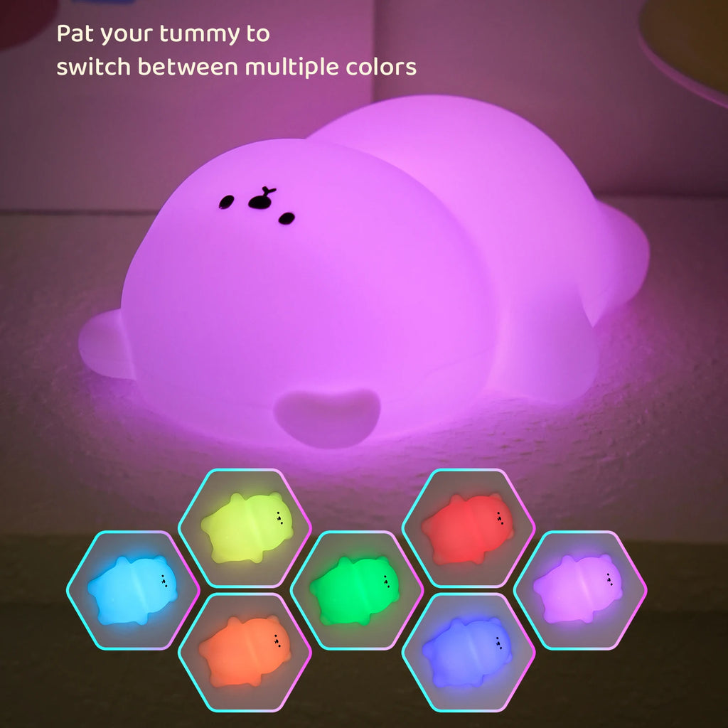 Linda Lámpara de Noche de Silicona de Oso Tumbado, Luz Decorativa de Escritorio, Lámpara de Ambiente Creativa para Interiores, Lámpara de Noche para Bebé, Regalo para Niños