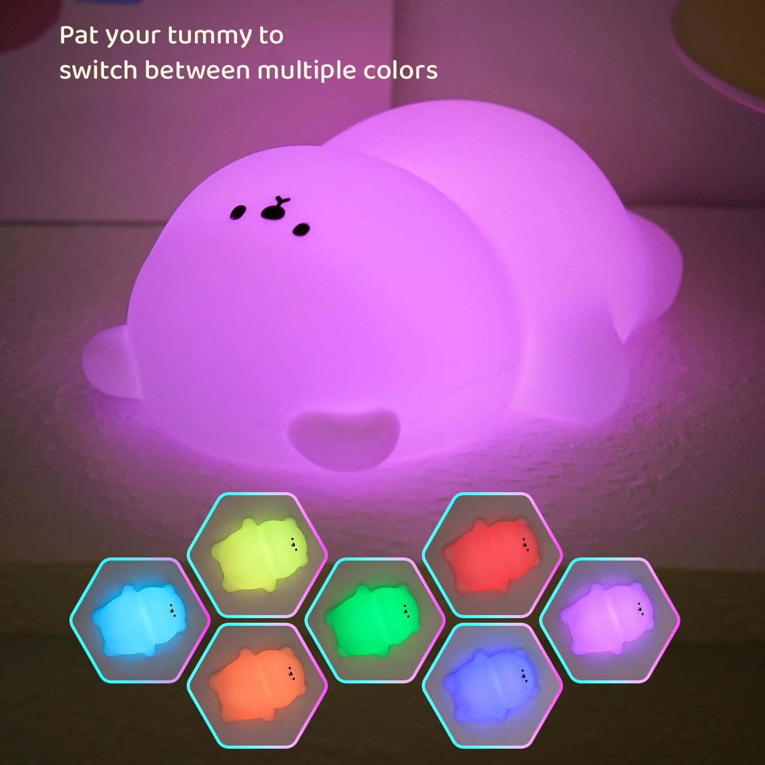 Linda Lámpara de Noche de Silicona de Oso Tumbado, Luz Decorativa de Escritorio, Lámpara de Ambiente Creativa para Interiores, Lámpara de Noche para Bebé, Regalo para Niños
