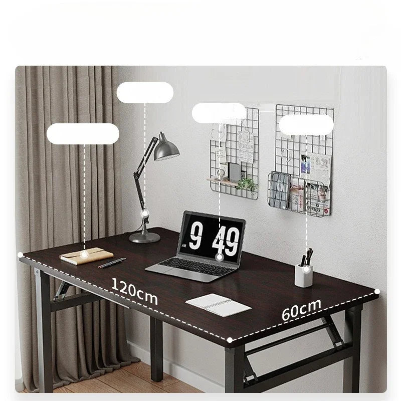 Escritorio Plegable Rectangular de Nogal para Computadora, Portátil, Ahorra Espacio, Oficina, Estudio, Aula, Capacitación, Uso Doméstico, Muebles del Hogar