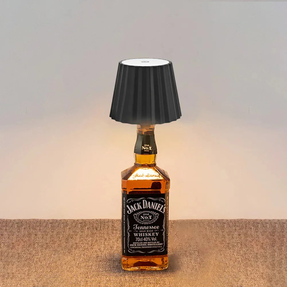 Lámpara de mesa LED inalámbrica para botella de vino, 2000 mAh, 7 colores, regulable, RGB, recargable por USB, luces para mesa de comedor, lámpara para bebidas, táctil superior
