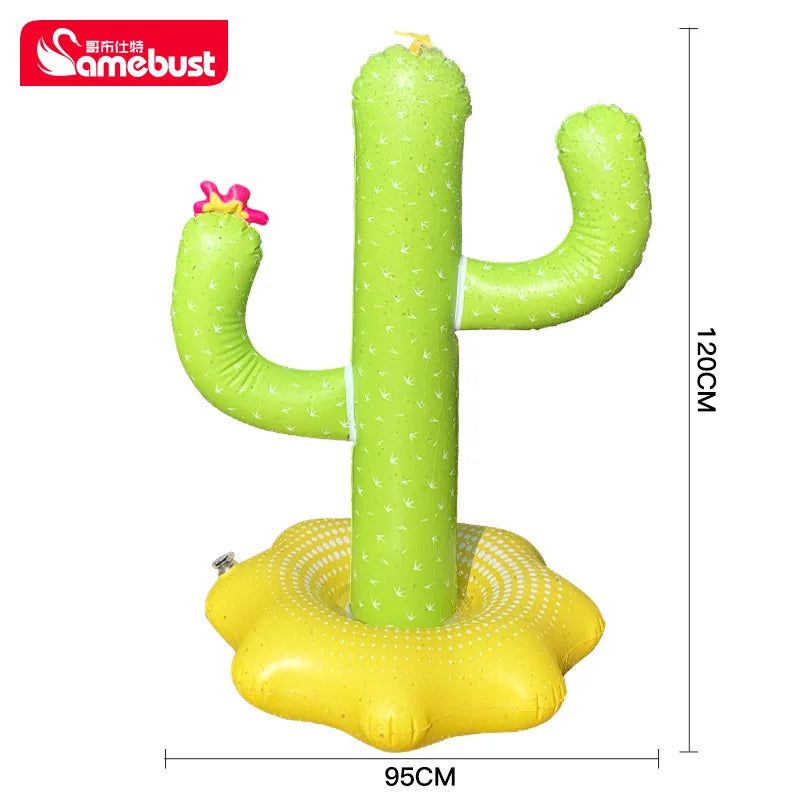 Camebust Spray Mat Piscina Ola Colchoneta de Agua para Niños Aspersor de Césped al Aire Libre Jardín Colchoneta de Agua Cactus Inflable Juguete de Juego para Piscina