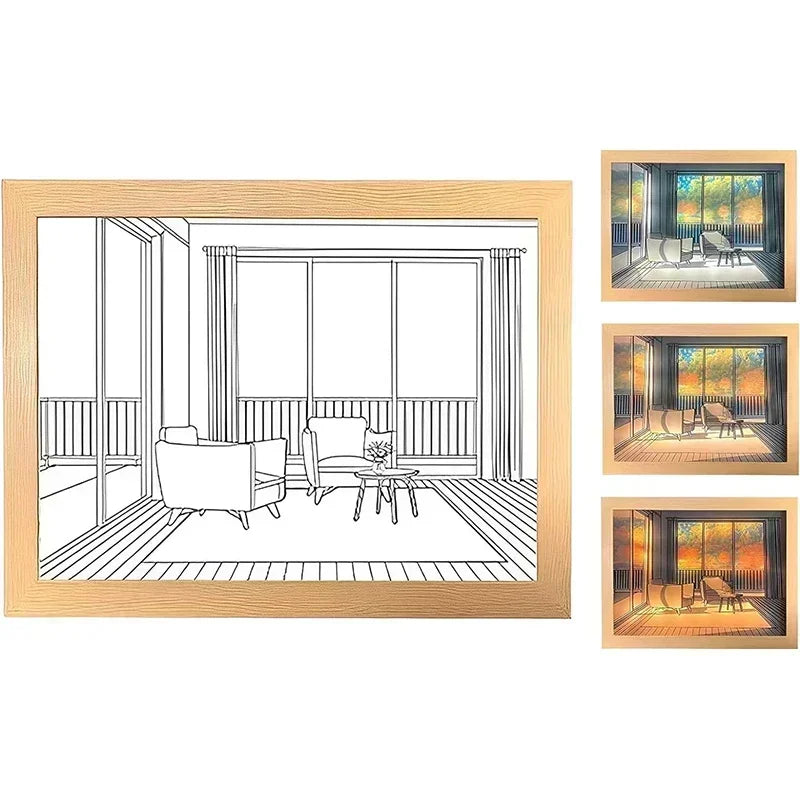Led Mood Lamp Painting Wall Art 3 Color Changable Modes Romantic Decorative Night Light For Bedroom Living Party