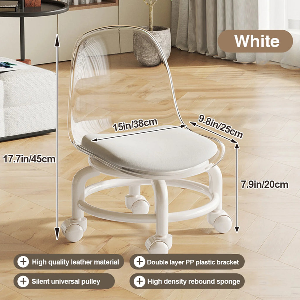 Taburete pequeño con ruedas universal, taburete bajo con polea para el hogar, respaldo fuerte y duradero, banco pequeño móvil portátil para exteriores