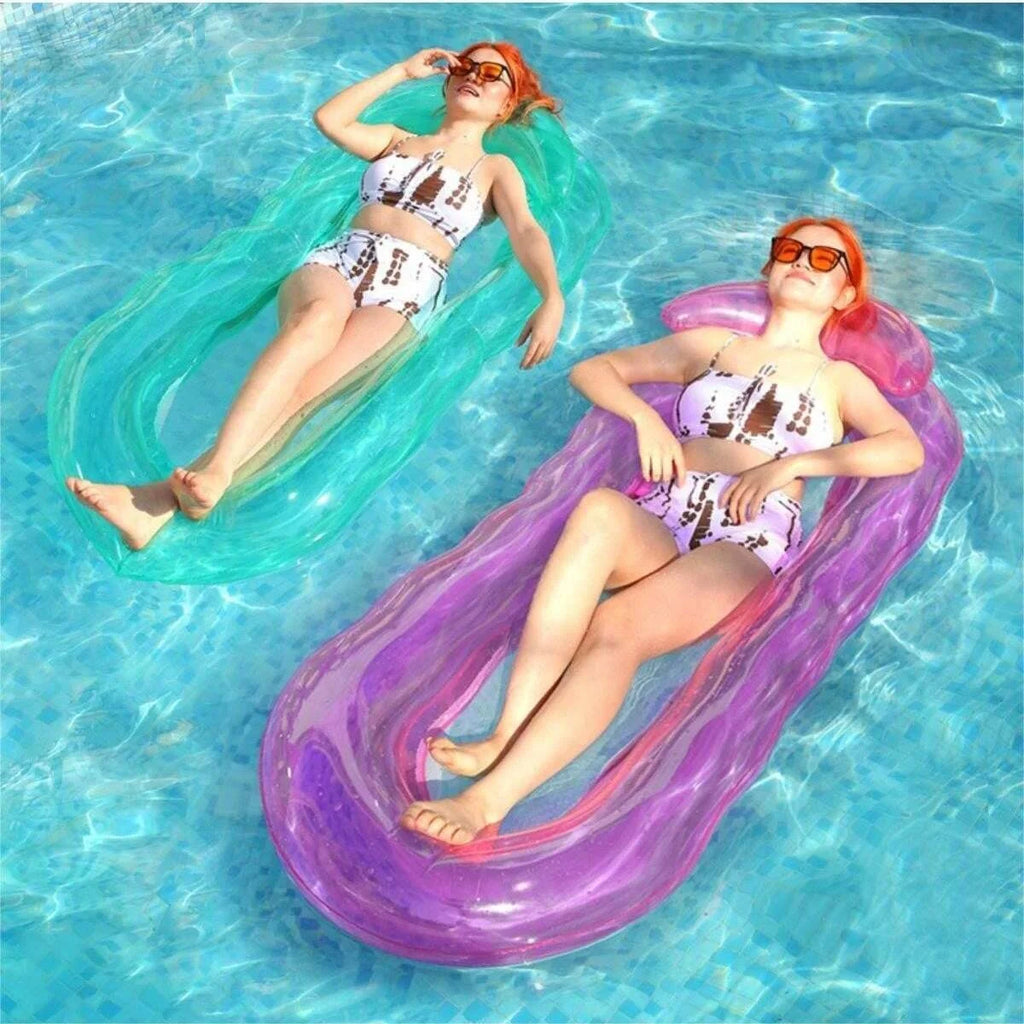Flotador inflable para piscina para adultos - Flotadores de piscina Tumbonas Balsas Silla flotante con respaldo ajustable Portavasos Flotador de agua