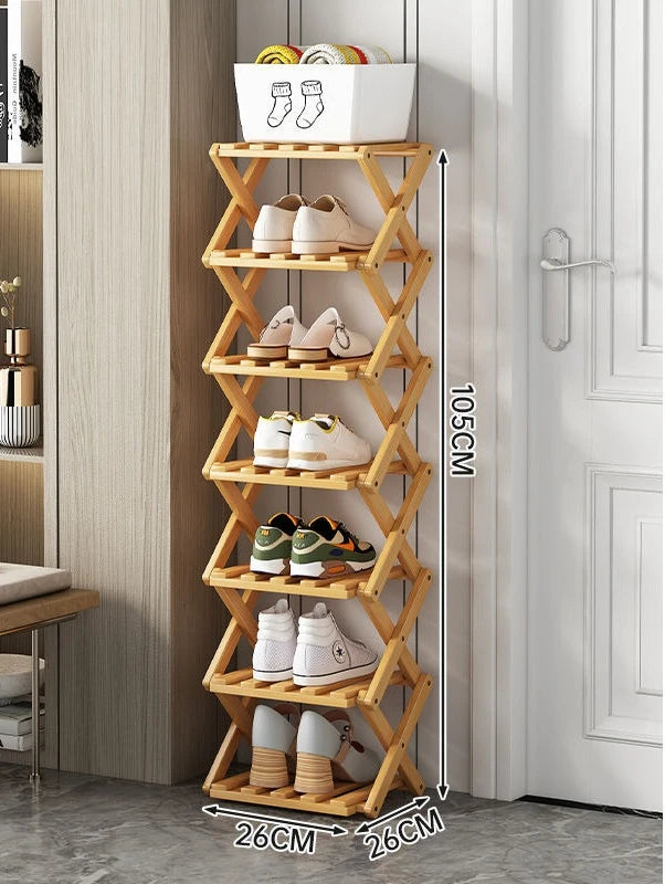 Zapatero Conveniente, Estanterías Plegables que Ahorran Espacio para el Hogar y Dormitorio - Almacenamiento Interior para la Entrada, Estante Estrecho para Zapatos sin Montaje