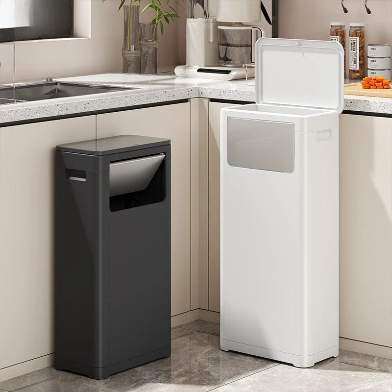 Cubo de Basura con Sensor de Movimiento sin Contacto, Doble Tapa, Manos Libres, Cocina, Gran Capacidad, Exterior, Comercial, Lixeira Baño