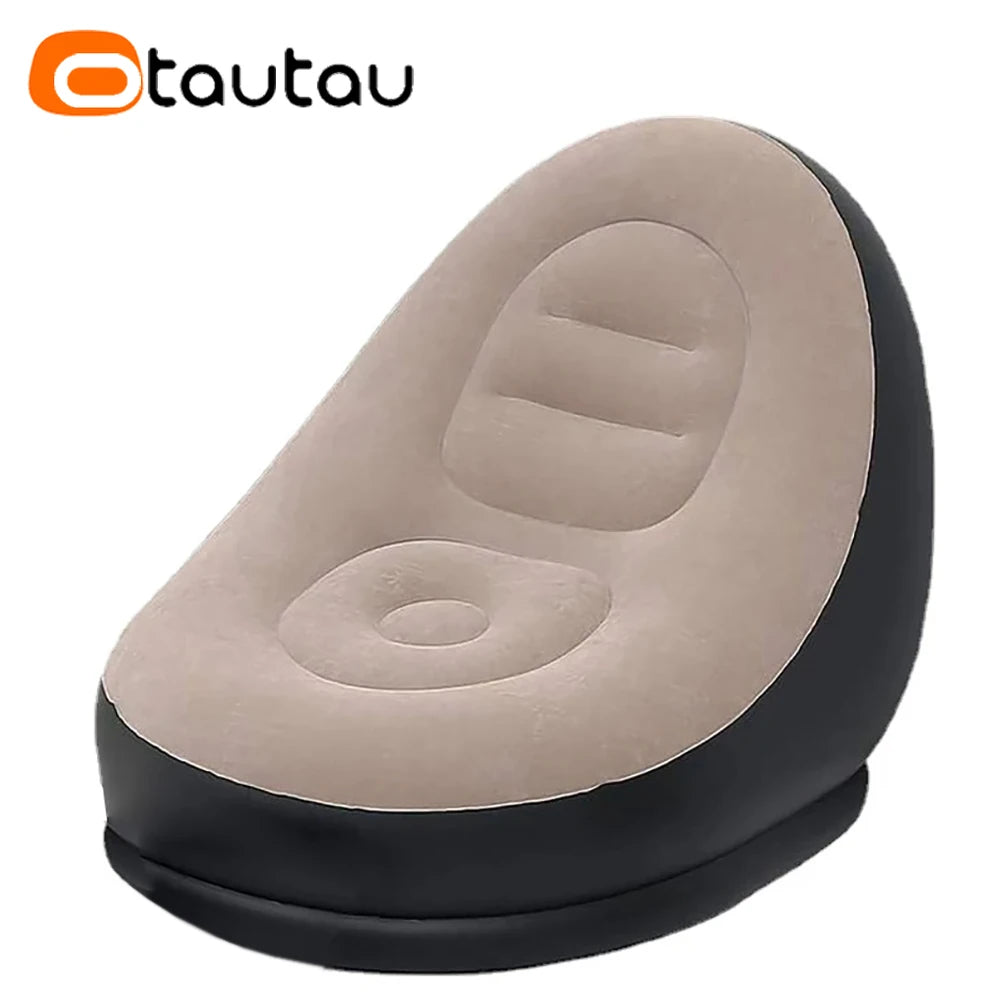 OTAUTAU Tumbona Hinchable con Taburete Otomana Tumbona Reclinable para Exteriores Sofá Portátil para Acampar Silla de Jardín Puf SF029