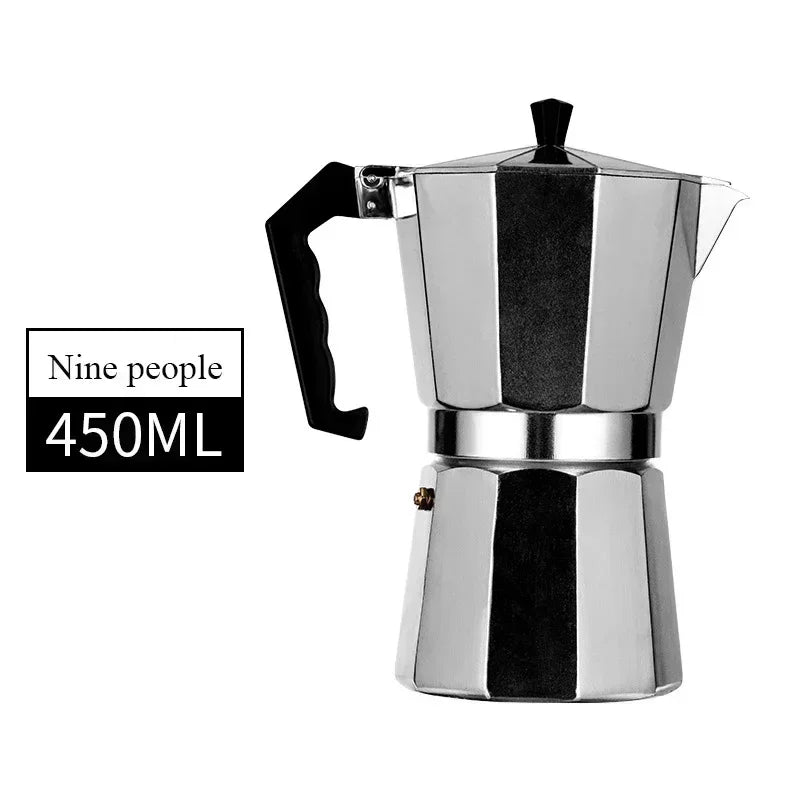 Nueva cafetera moka de aluminio de 50ml-600ml, cafetera espresso de estufa eléctrica doméstica, cafetera de extracción