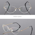 1.61 index Lens Frameless Cat Eye Myopia Eyeglasses Ultralight Rimless Blue Light Blocking Prescription Glasses -0.5 -0.75 to -6