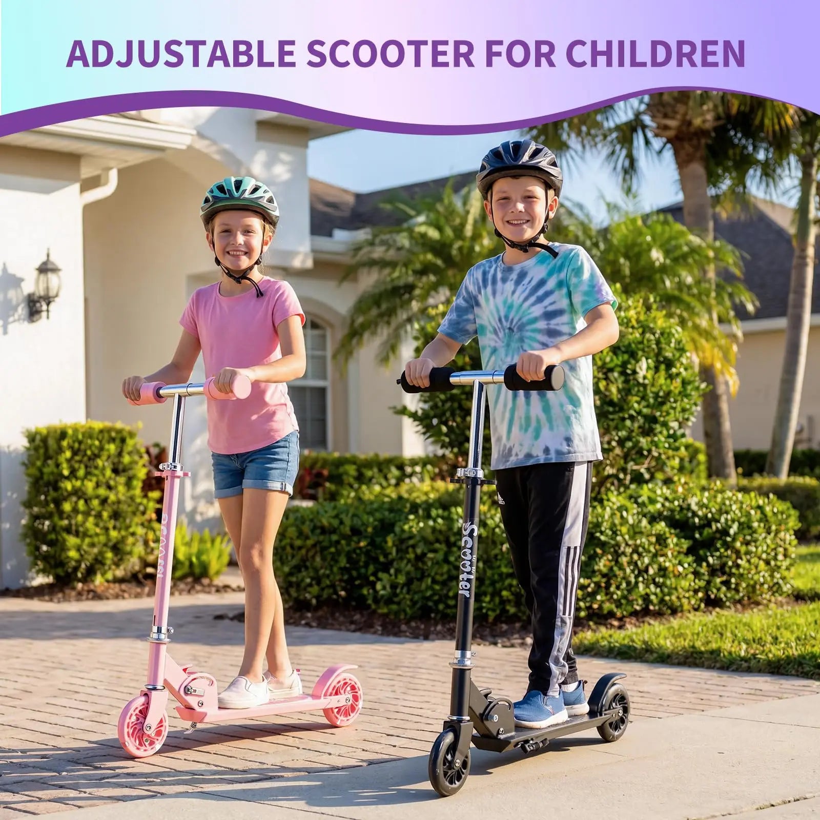 Patinete infantil con ruedas LED iluminadas, altura ajustable, plegable, ligero, patinete para niños y niñas de 3 a 12 años