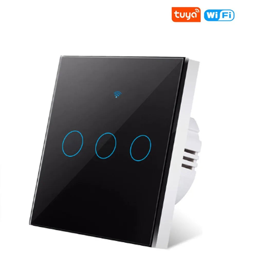 Tuya Wifi Smart Interruptor de Luz de Pared 1/2/3 Gang EU Interruptor Táctil Rf433 Control Remoto Inalámbrico Para Alexa Google Home Control por Voz
