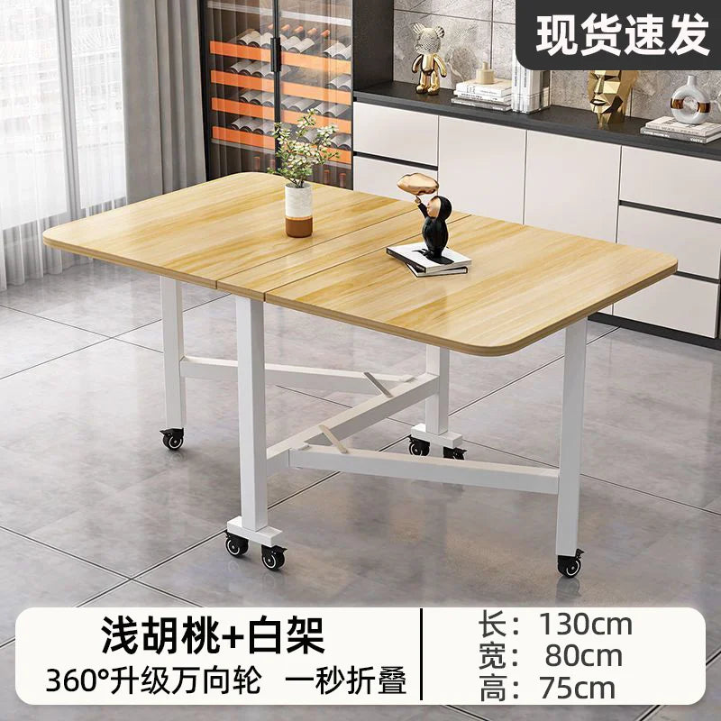 Mesa de comedor plegable para casa pequeña multifuncional mesa plegable de tabla de roca rectangular mesa de comedor móvil para sala de estar
