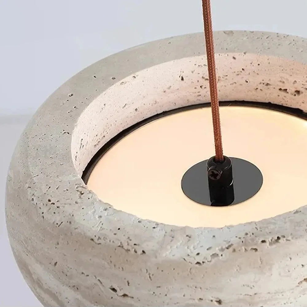 Lámpara colgante de cabecera nórdica minimalista para dormitorio, lámpara de araña de travertino amarillo Wabi Sabi para restaurante, bar, comedor