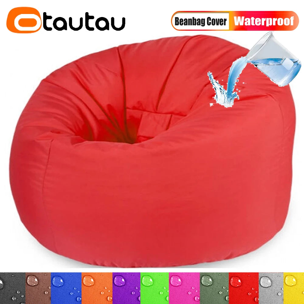 OTAUTAU Funda de puf impermeable para exteriores sin relleno, jardín, playa, piscina, puf flotante, silla Oxford para niños y adultos