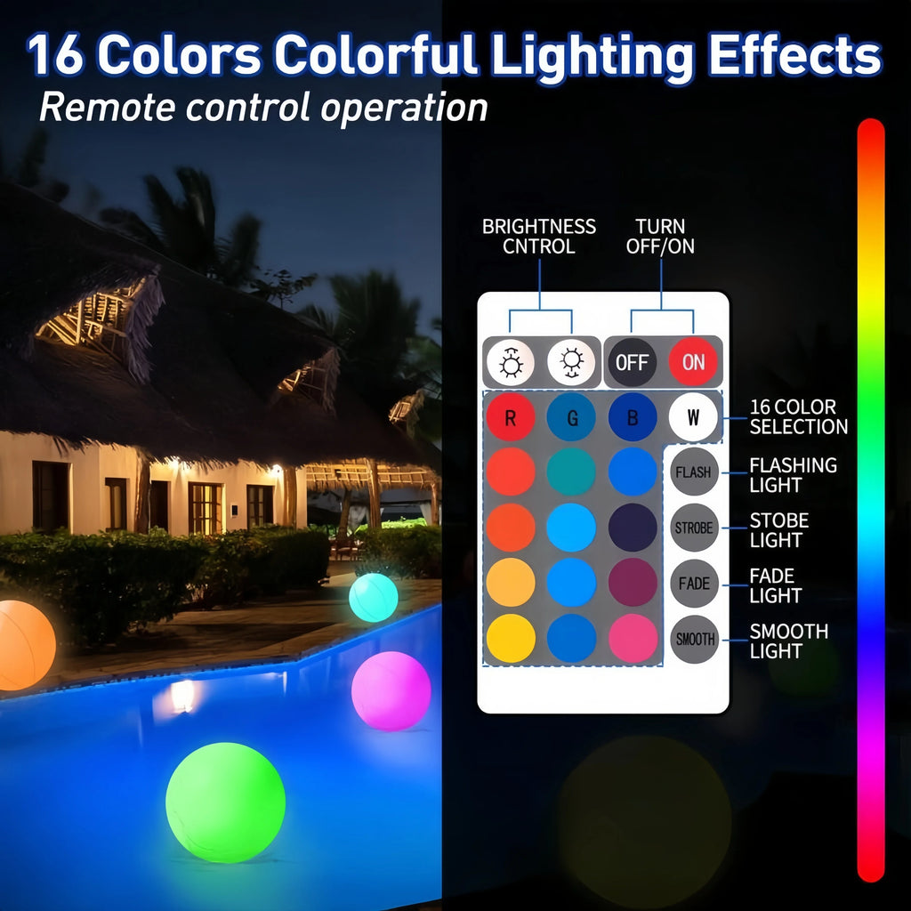 Pelota hinchable de piscina - 1 paquete de pelotas de playa iluminadas con 8 modos de luz, pelotas de juego de piscina y playa para actividades al aire libre o en interiores