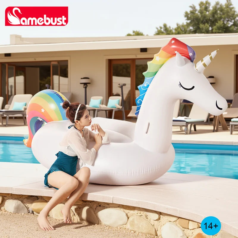 Camebust Hinchable Flotante Piscina Flotadores Unicornio Jinete Animal Flotadores Piscina Tumbona de Agua Decoración de Fiesta