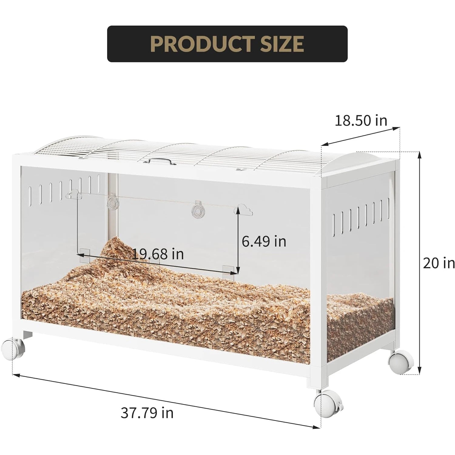 Hamster Cage with Wheels,Metal & Acrylic Habitat for Hamster,Guinea Pig,Gerbil,Mice,Chew-Proof, Dual Doors, Easy Clean