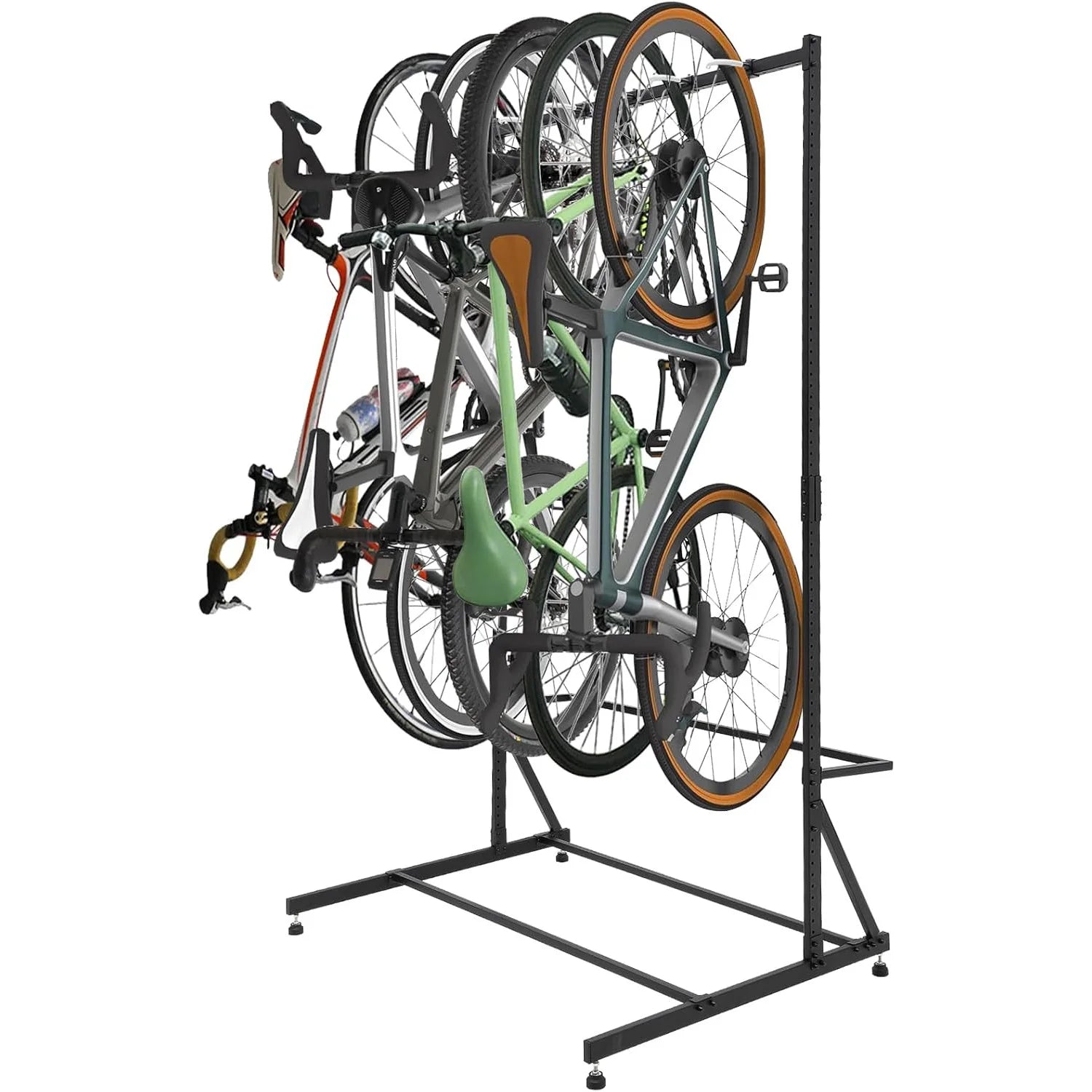 Freestanding 5 Bike Storage Bike Rack Garage Floor Stand Height Adjustable for Backyards Basements Storefronts Workplaces