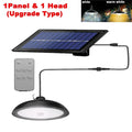 Lámpara colgante de doble cabeza LED solar para exterior, impermeable, con control remoto, para cobertizo interior, granero, tejado