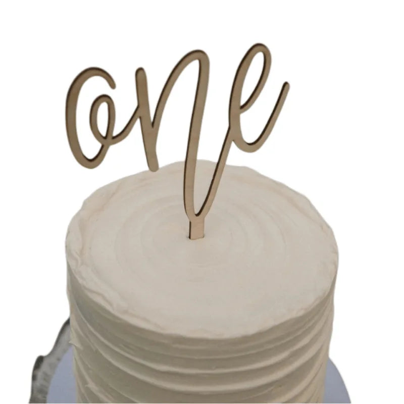 New Wooden Birthday Happy Cake Topper Laser Cut Number ONE  Kids Party Cake Toppers for Baby Shower Year Old Dessert Decoration