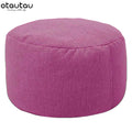 OTAUTAU Puf de lino con relleno Puf otomano reposapiés Tatami Taburete redondo Futón Puff Muebles de descanso