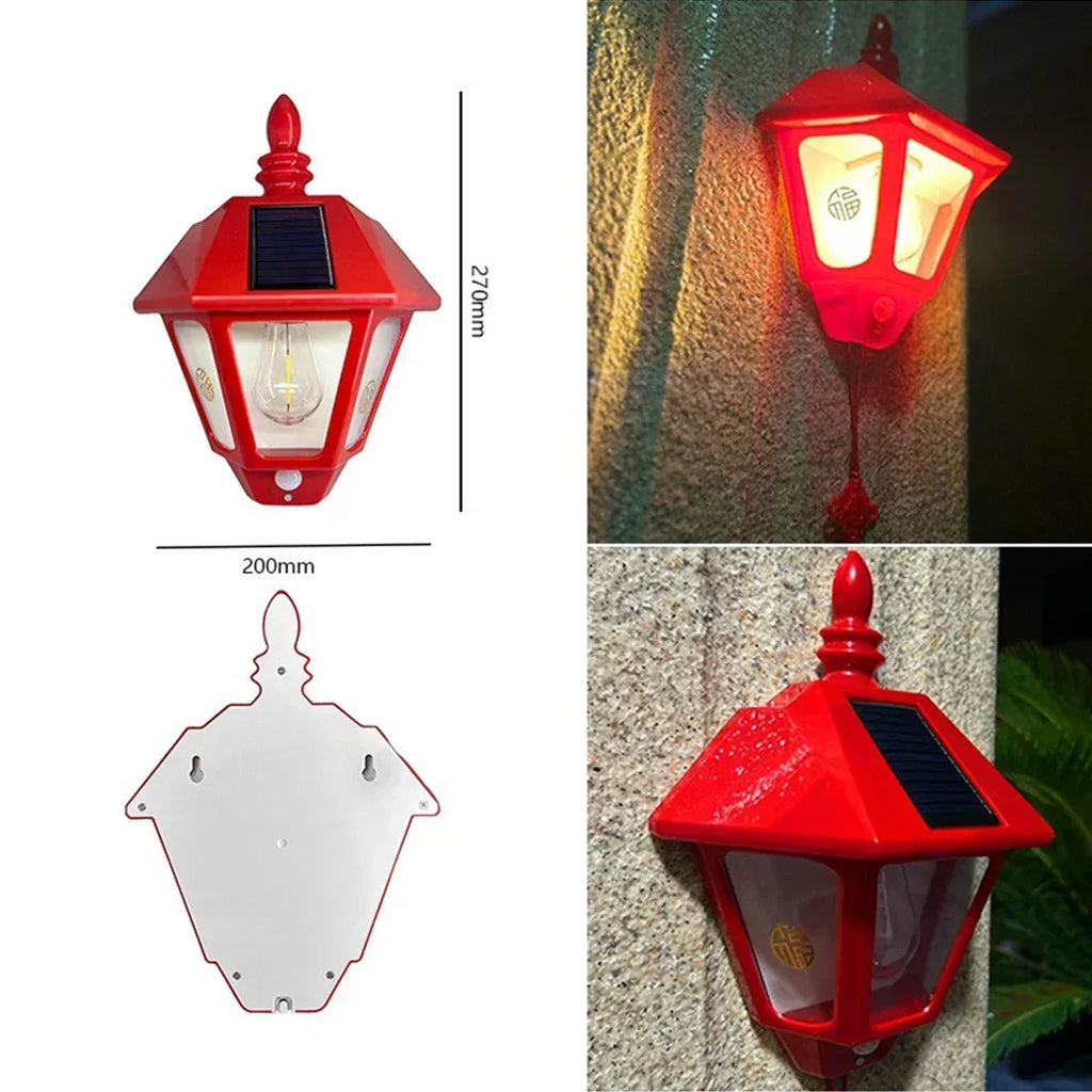 Lámpara LED Solar de Pared Exterior con Sensor de Movimiento Humano, Estilo Retro, Impermeable, para Villa, Jardín, Balcón, Decorativa