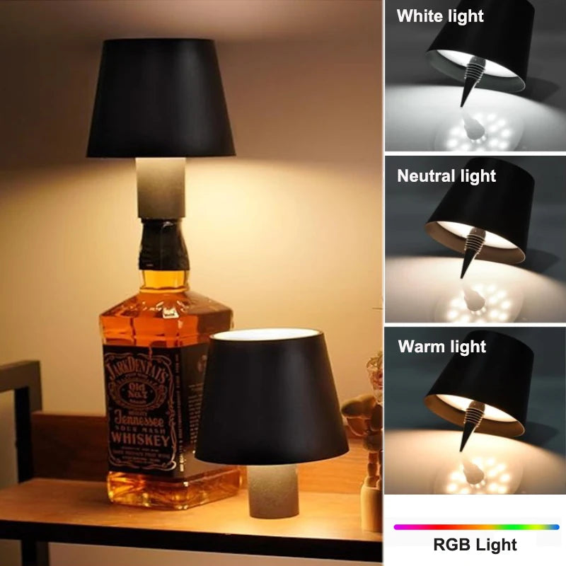 Lámpara de mesa inalámbrica para botellas de vino, luz LED para botellas para uso en exteriores, control táctil, ideal para restaurantes, bares, fiestas y festivales