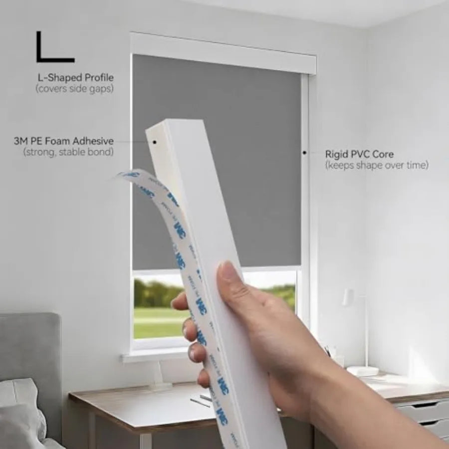Bloqueadores de luz de PVC, bloqueadores de luz opacos, rieles laterales para persianas y cortinas, rieles laterales para persianas opacas, fácil de instalar