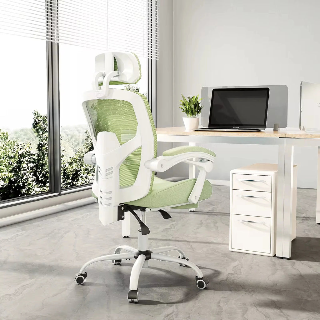 JHK Silla de Juego Reclinable Ergonómica de Malla de Respaldo Alto para Sala de Estar con Balancín, para Ordenador, Giratoria con Ruedas y Cojín de Soporte Lumbar