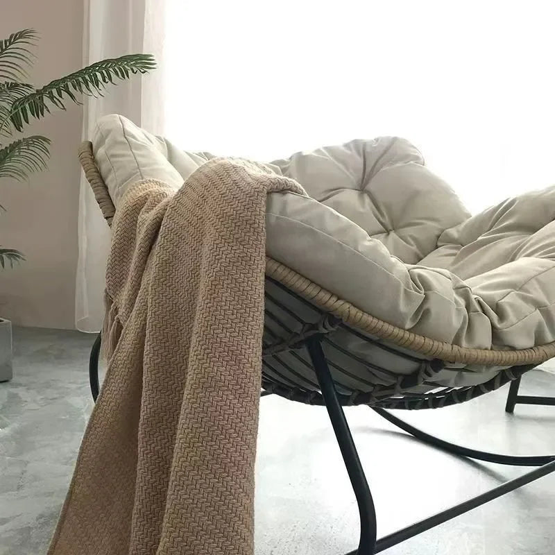 X&D Nido de Pájaro Humano, Sillón Mecedor de Ratán, Sofá de Ocio, Balcón del Hogar, Sofá Individual Perezoso, Silla Mecedora, Silla de Ratán, Se Puede Dormir