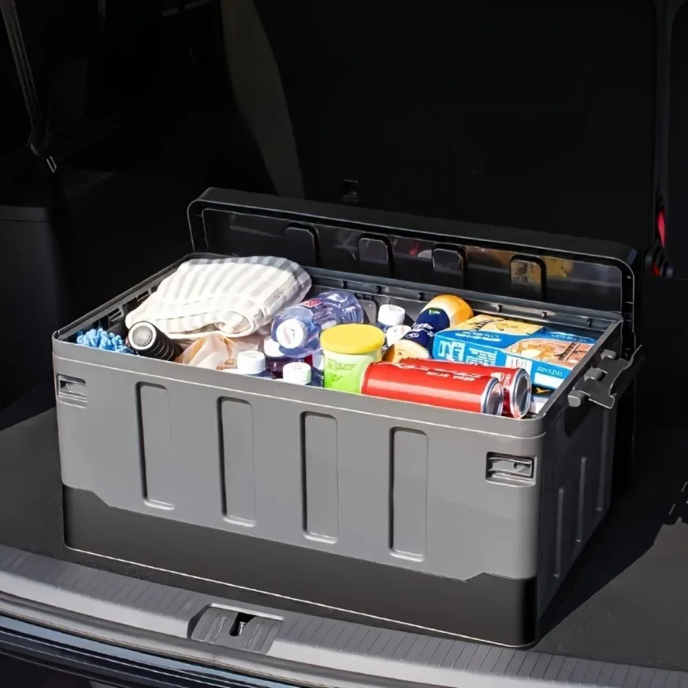 Caja de almacenamiento grande para camping, contenedor portátil impermeable para exteriores, organizador de maletero de coche duradero y multiusos plegable