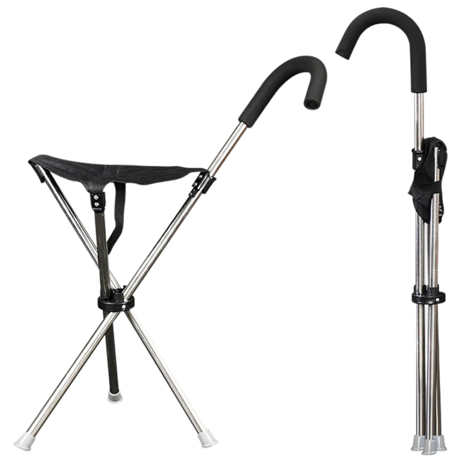 Bastón Plegable Fácil de Transportar Asiento Taburete Portátil Silla Plegable Mango Antideslizante Súper Ligero Bastón para Caminar al Aire Libre