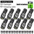 Super Bright Mini 3LED Flashlights With Pen Clip Built in Battery USB Charge Flashlight Outdoor Portable Torch Emergency Lamp