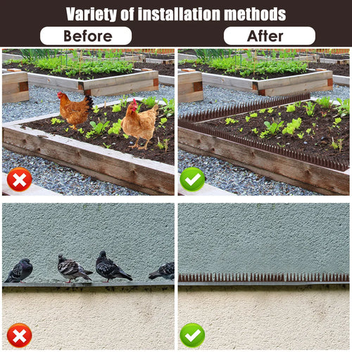 12-60Pcs Anti Climb Bird Spikes Fence Wall Spikes Stop Birds and Cats Sitting on Fence Cat Repellent Spike for Deterrent Burglar