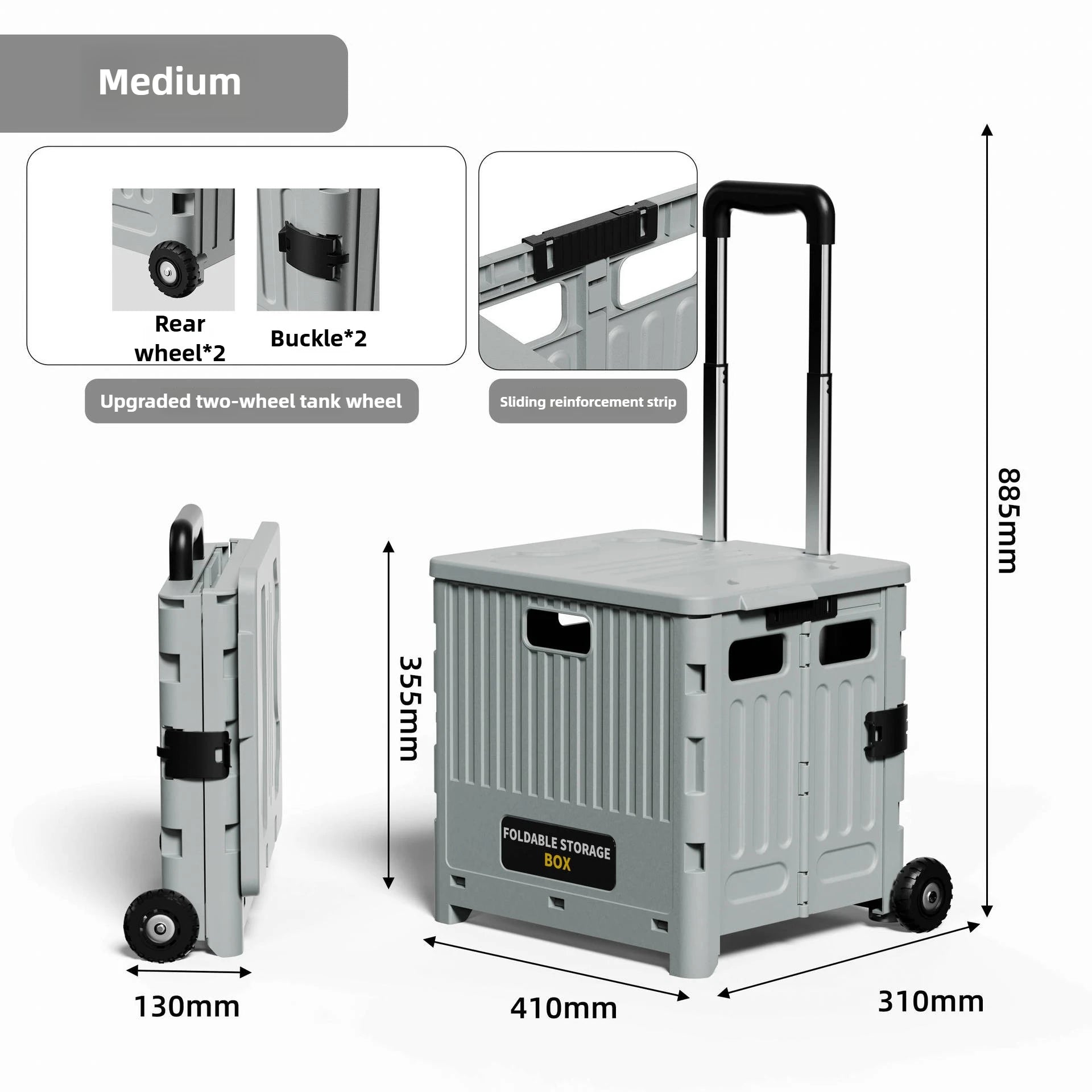 Carrito de compras multifuncional para el hogar, carrito de compras plegable portátil, remolque, camping, caja de almacenamiento de gran capacidad
