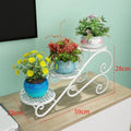 Estante para plantas de hierro de dos niveles, soporte de suelo para balcón, estantería minimalista para macetas de interior, estante para plantas colgantes