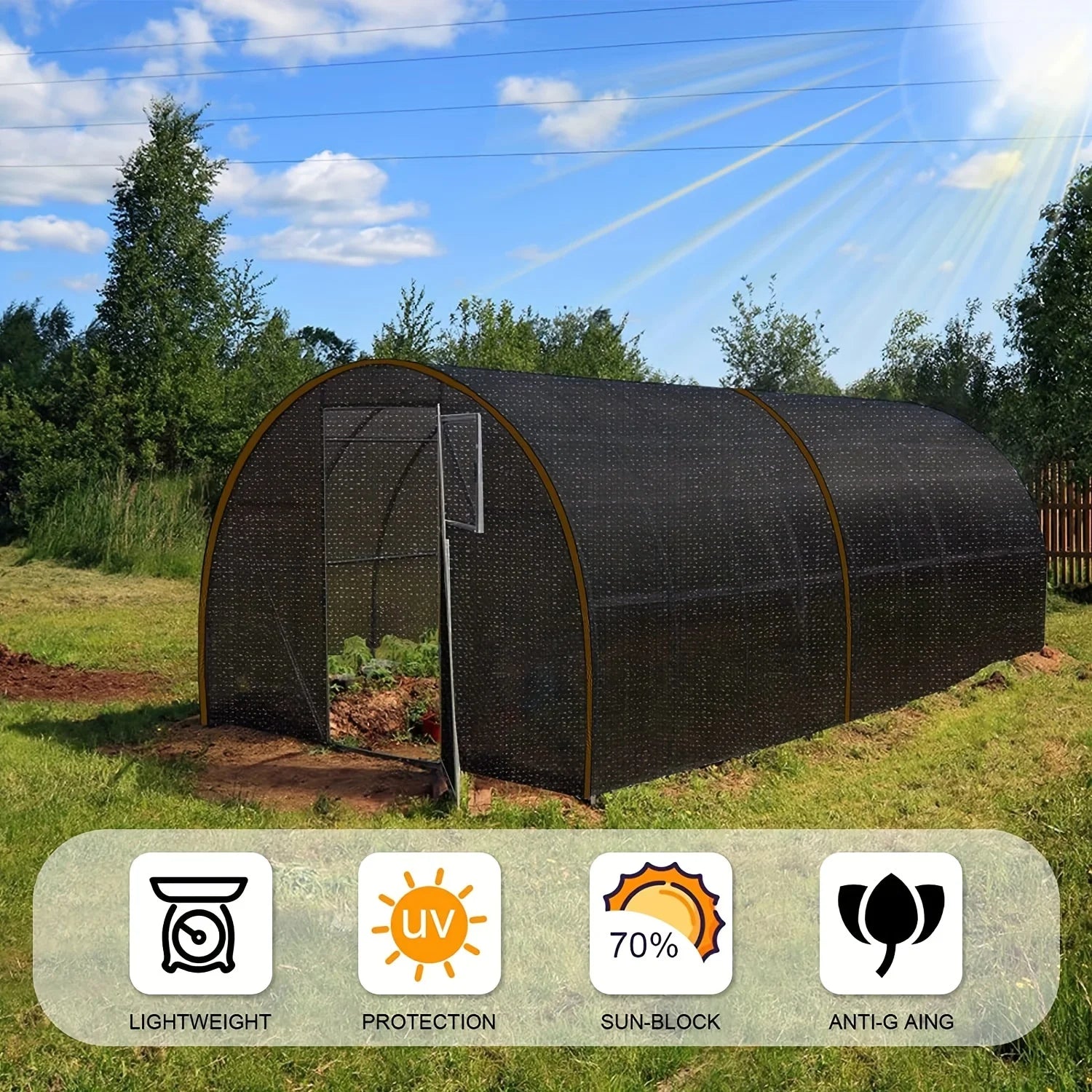 Malla Sombra Negra Malla Cubierta Borde Reforzado Con Ojales, Red Solar Para Pérgola, Invernadero De Plantas, Jardines, Patio, Toldo