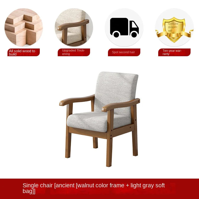 Silla de madera maciza, silla individual, silla de escritorio para ordenador, silla cómoda con respaldo para el hogar, sillón para sentarse, silla para mahjong para ancianos