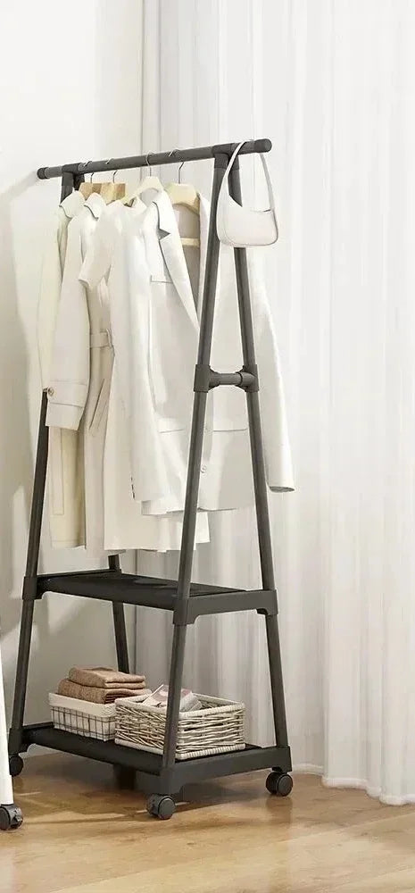 Estante para ropa multifuncional de pie, perchero móvil sencillo, perchero para dormitorio que ahorra espacio, organizador de ropa para el hogar