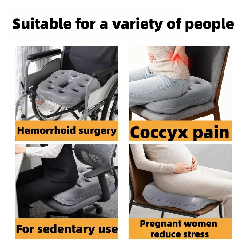 Cojín inflable de PVC para asiento, para almacenamiento portátil, uso en oficina y hogar, cojín antideslizante y transpirable para silla, antihemorroides