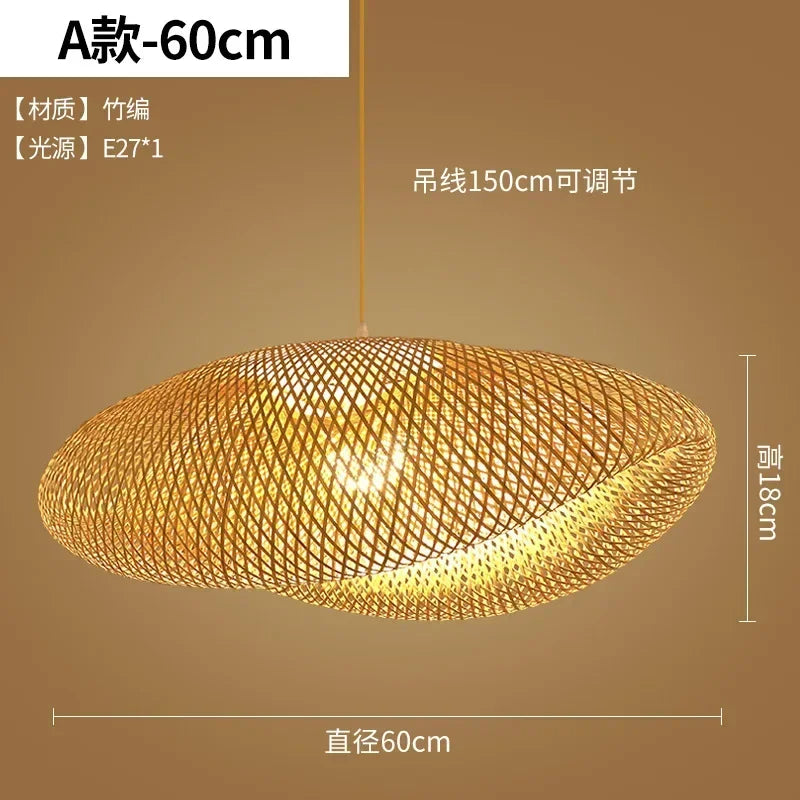 Lámpara de techo colgante de ratán y mimbre de bambú, tejida a mano, trenzada, de gran tamaño, para sala de estar, decoración del hogar
