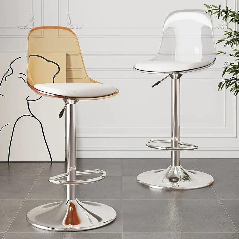 Taburete de Bar Giratorio Ajustable con Elevador de Gas Respaldo Alto Cuero PU Silla de Mostrador Moderna Taburetes de Bar para Cocina y Desayuno Muebles