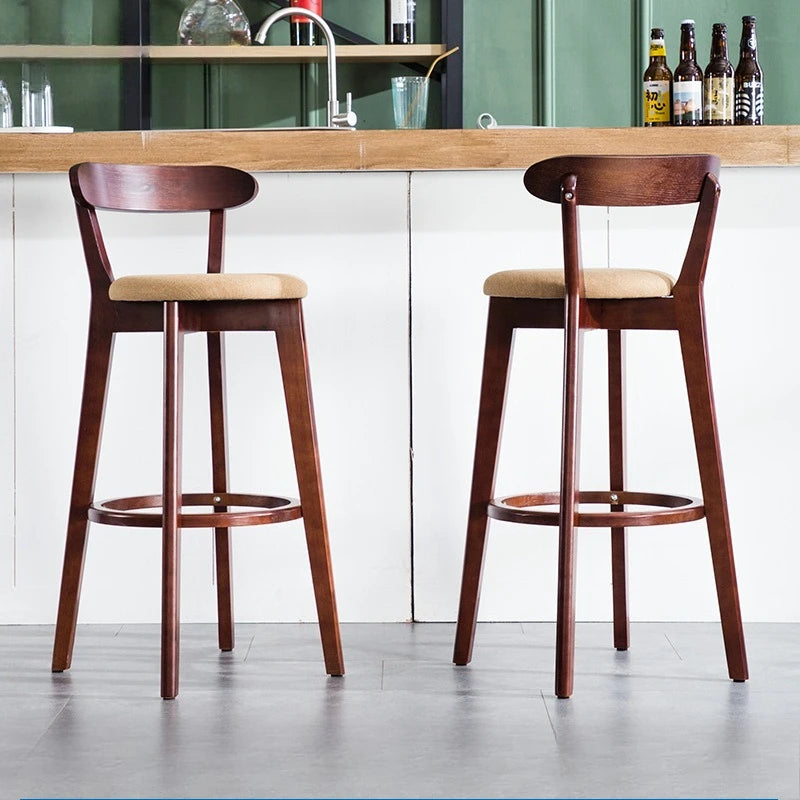 Taburete de barra de madera maciza con respaldo alto, altura de mostrador, moderno, minimalista, para barra de casa, asiento de isla de cocina, sillas para barra, silla de barra