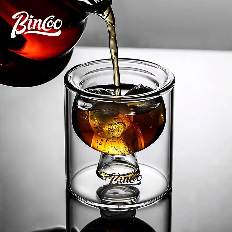 Taza de café de vidrio grueso de doble capa BINCOO, taza de café expreso de borosilicato resistente al calor para el hogar y la oficina, 80 ml