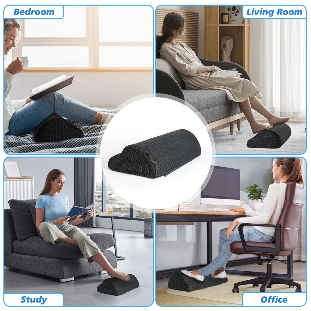 Taburete de oficina de espuma viscoelástica y reposapiés bajo el escritorio, almohada elevadora de piernas para juegos y oficina en casa