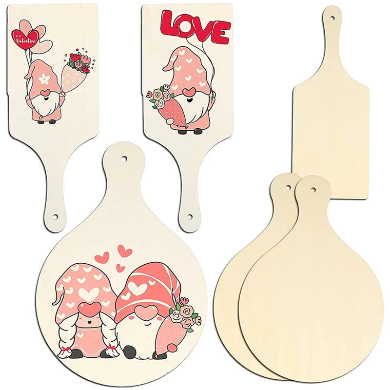 3/6/10 piezas tabla de cortar de madera artesanal con mango tabla de cortar de madera inacabada tablas redondas de charcutería para queso para Navidad