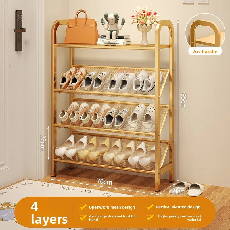 Zapatero de acero para puerta, doméstico, sencillo, ahorro de espacio, metálico, multi-capa, armario estrecho para zapatos