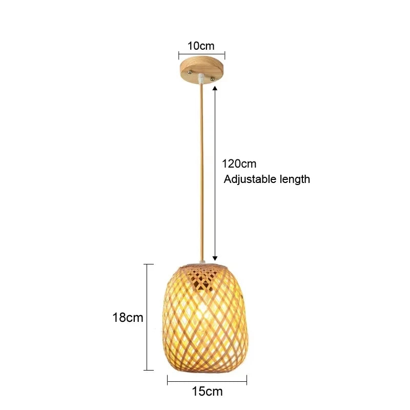 Lámpara de araña de ratán Pantalla de lámpara colgante de mimbre tejido natural para decoración de hogar y restaurante Lámpara de mimbre de bambú tejida a mano