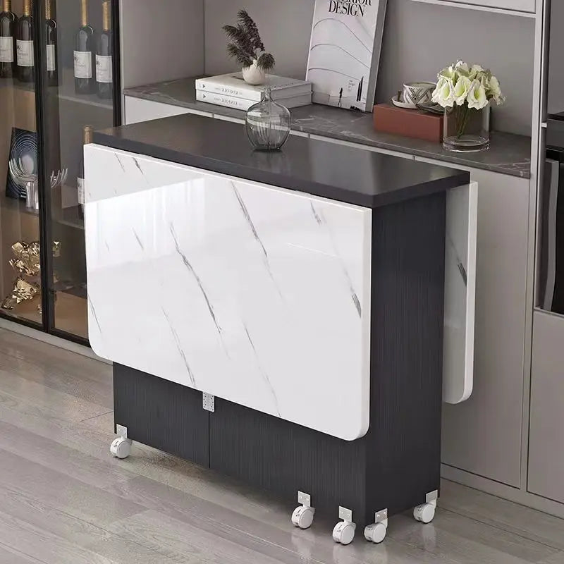 Mesa de comedor plegable para el hogar, apartamento pequeño, polea móvil, retráctil, rectangular, sencilla, multifuncional