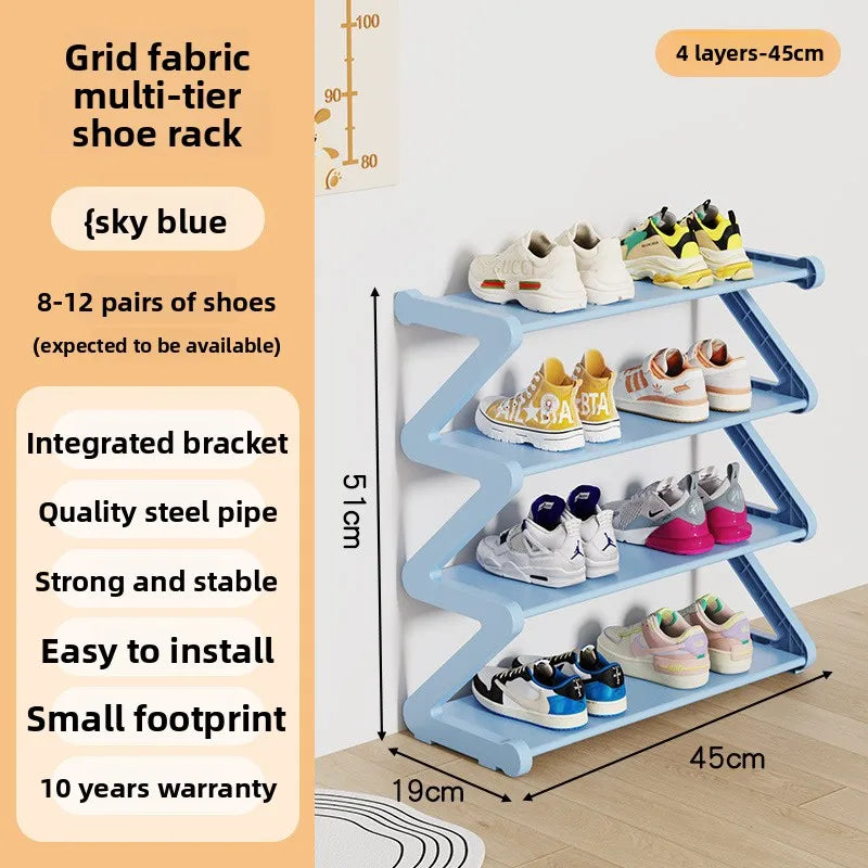 Zapatero sencillo Estante de almacenamiento multifuncional Zapatero en forma de Z multicapa Zapatero para dormitorio doméstico